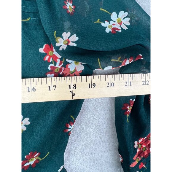 Madewell Womens Pintuck Green Floral Long Sleeve Dress Size 10 - Picture 5 of 15
